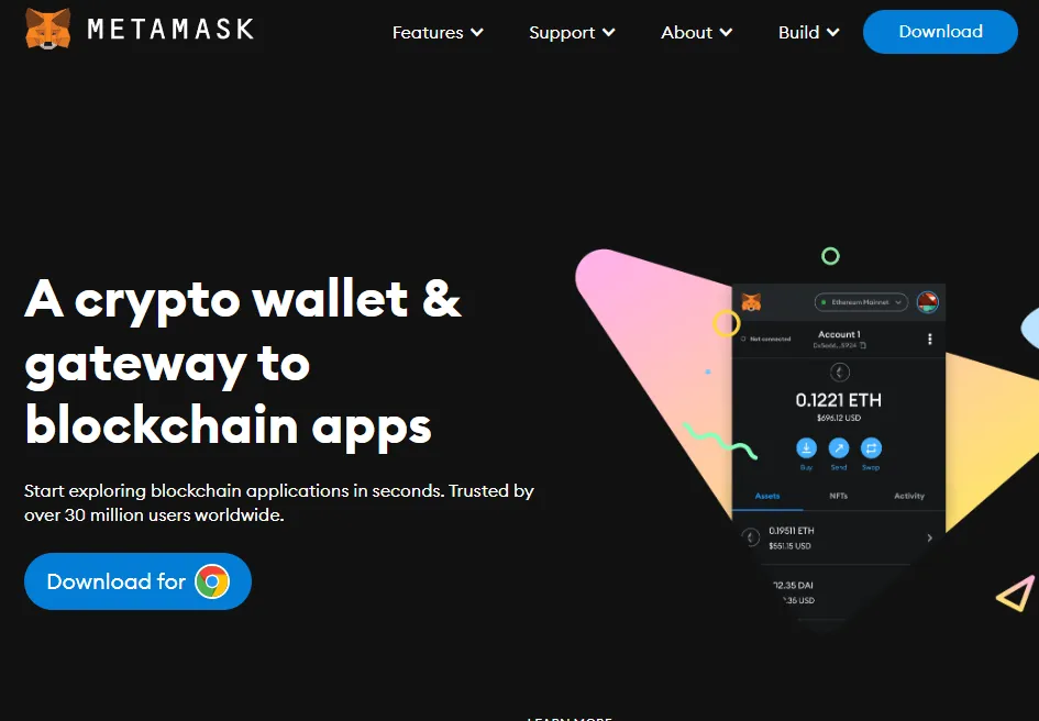 Metamask, extension, portefeuille, MM, ETH, EVM, NFT