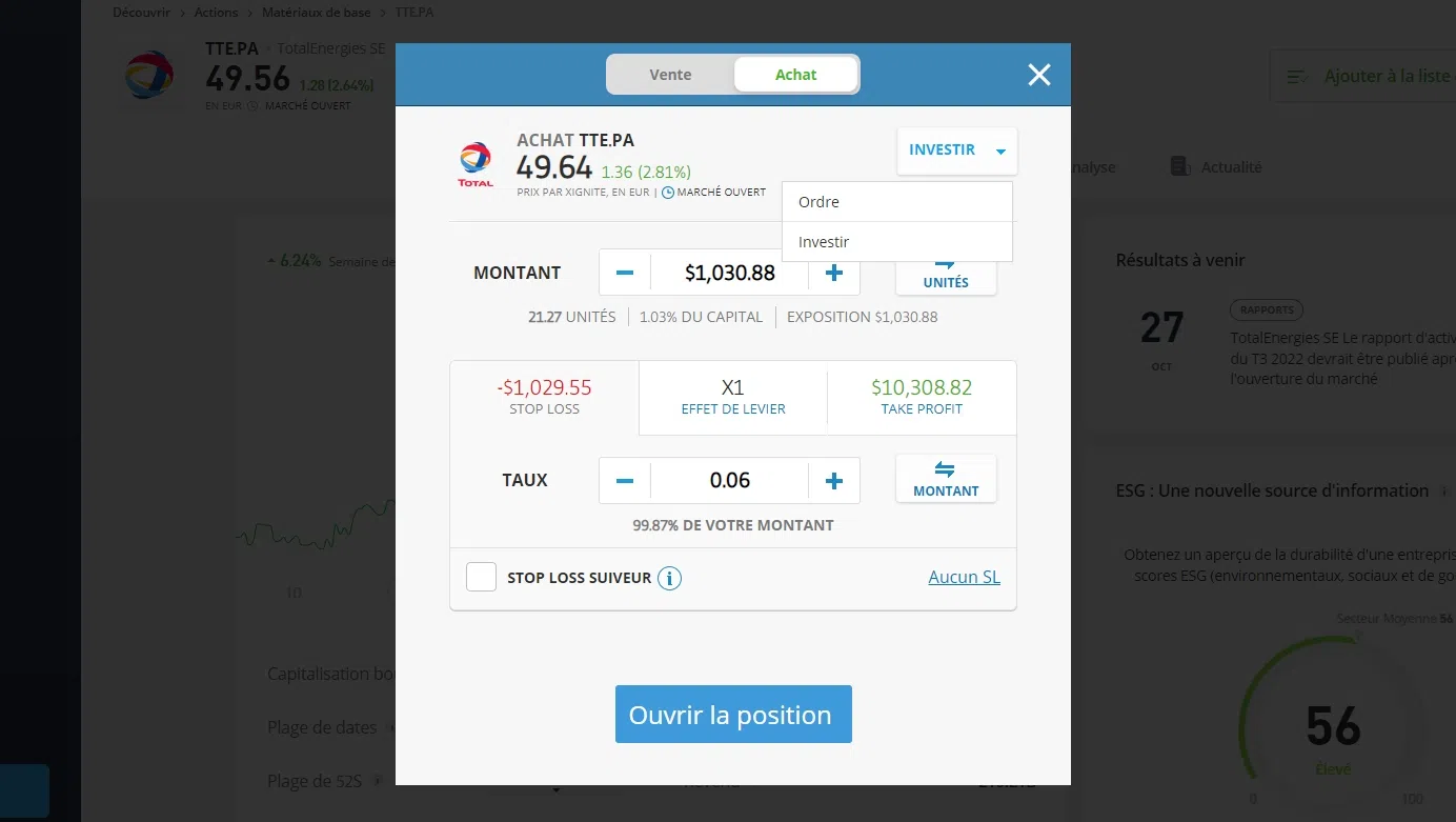 acheter sa première action sur eToro