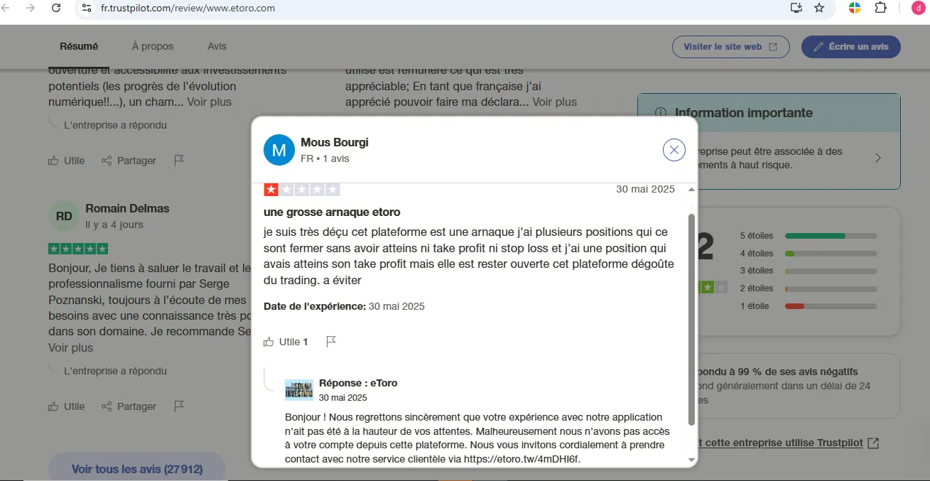 avis clients eToro