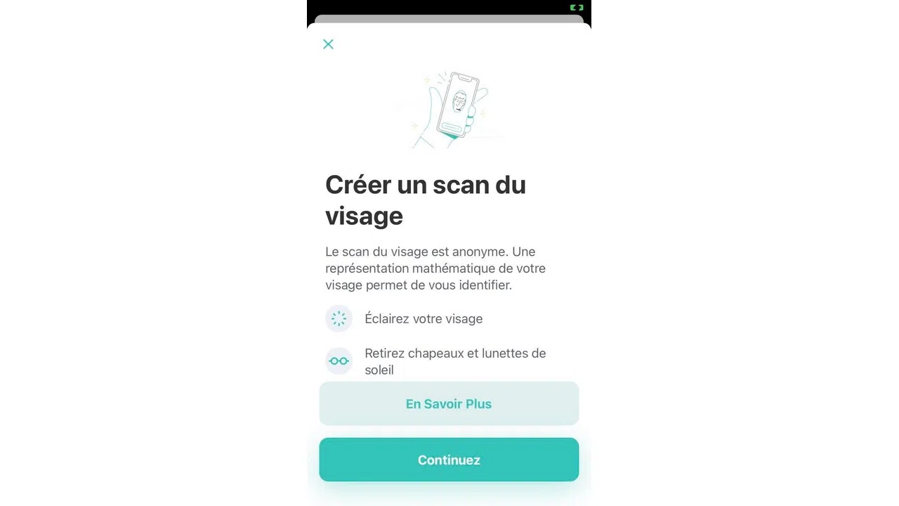 scannez votre visage pour confirmer votre identité