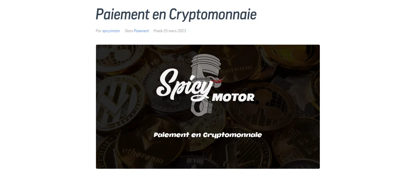 paiement en cryptomonnaie sur spicy motor