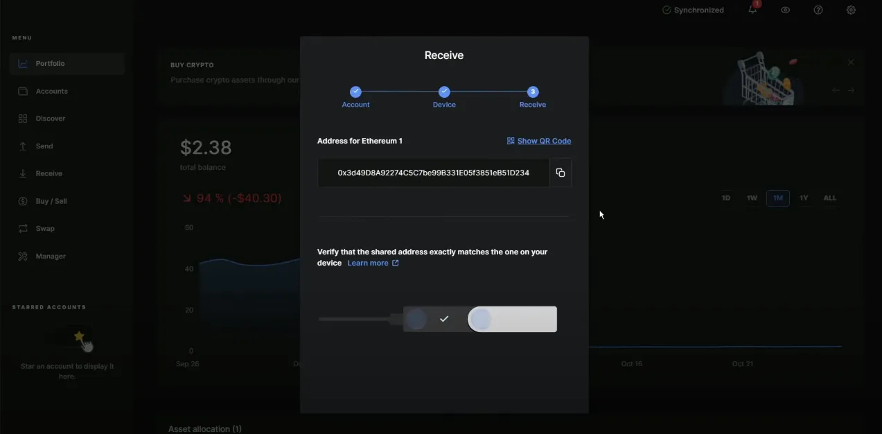 étape ledger envoi de cryptomonnaies