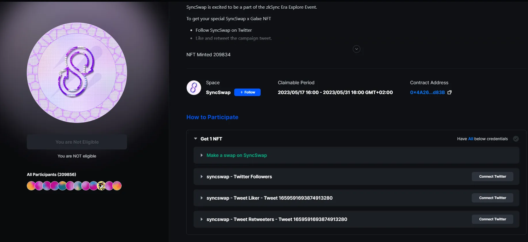 Galxe SyncSwap x ZkSync