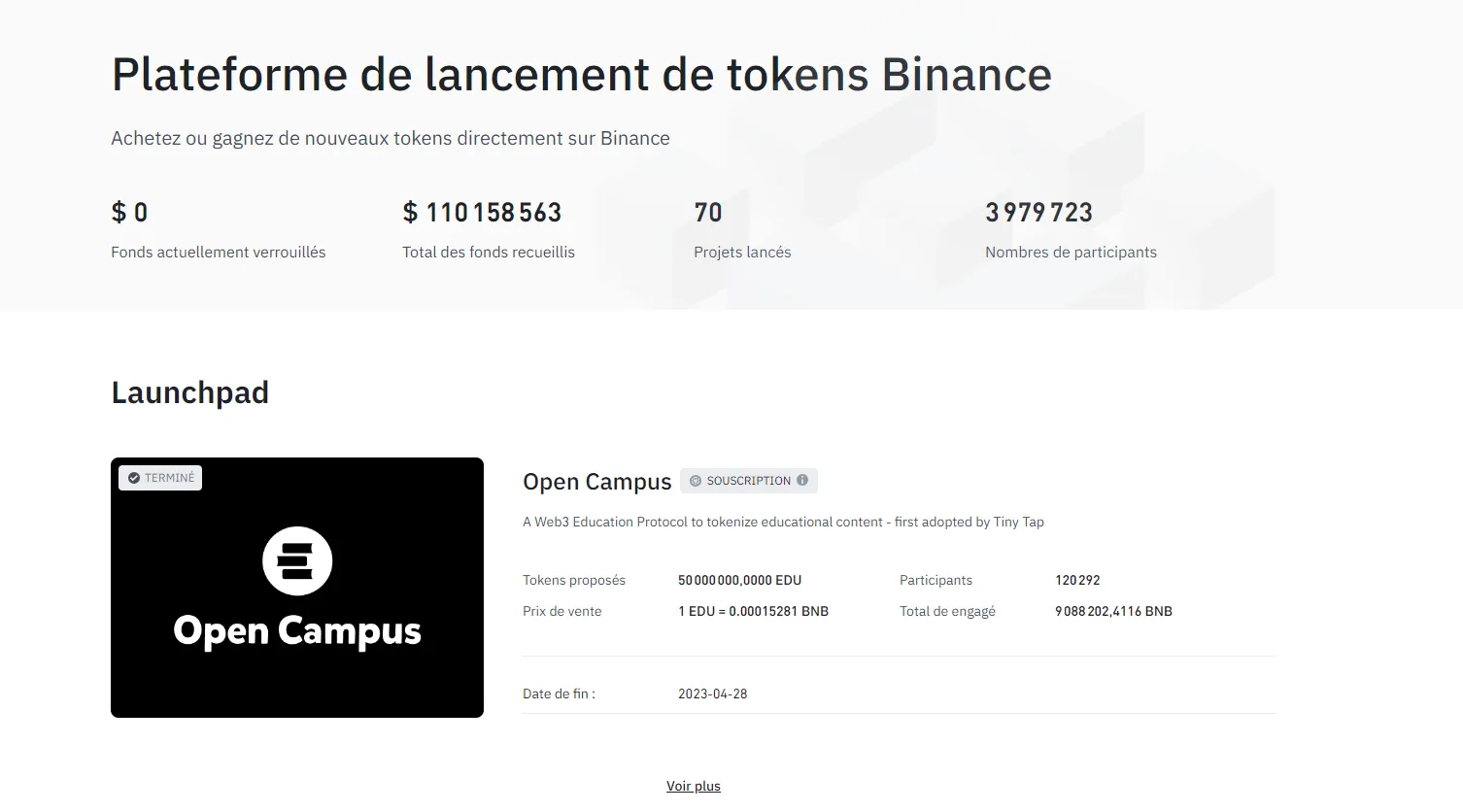 Utiliser le launchpad de binance