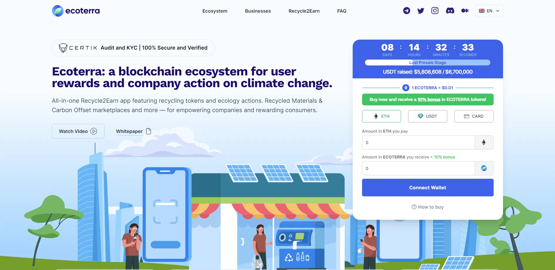 le projet de recyclage crypto ecoterra financement