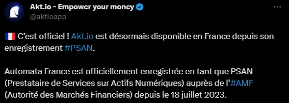 Annonce enregistrement PSAN akt.io twitter