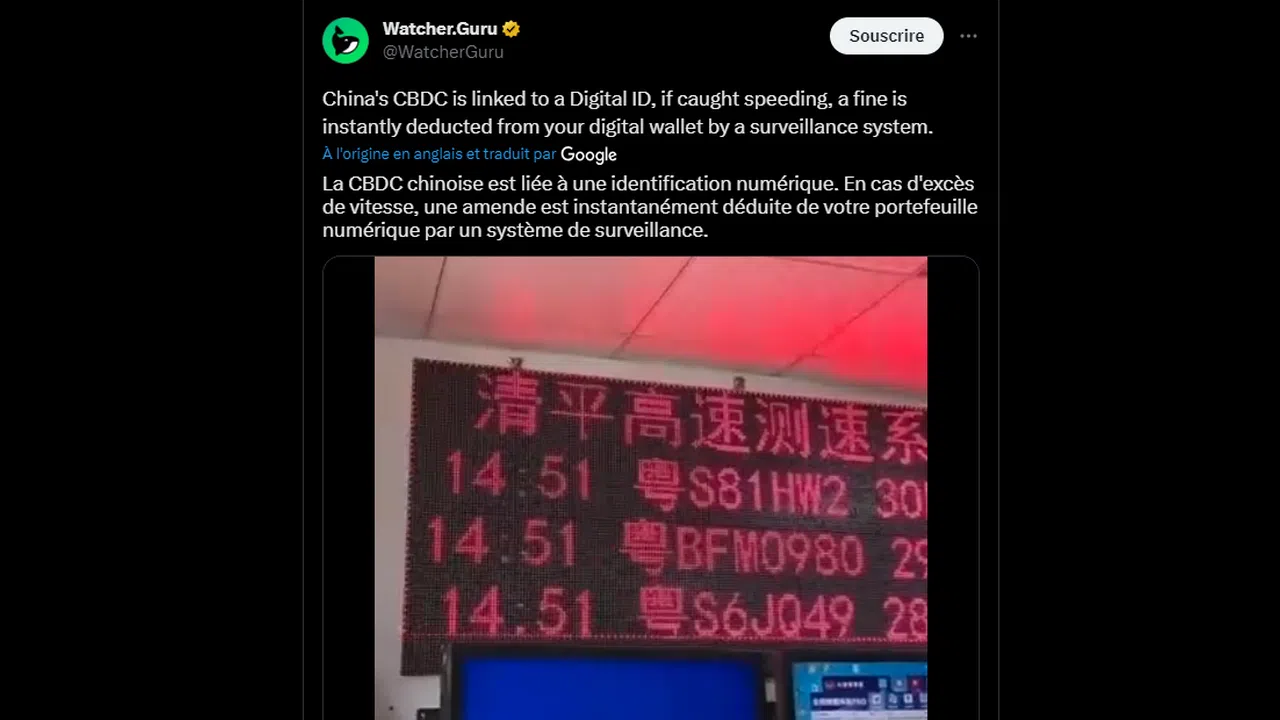 tweet de watch guru sur les tests de la monnaie numérique
