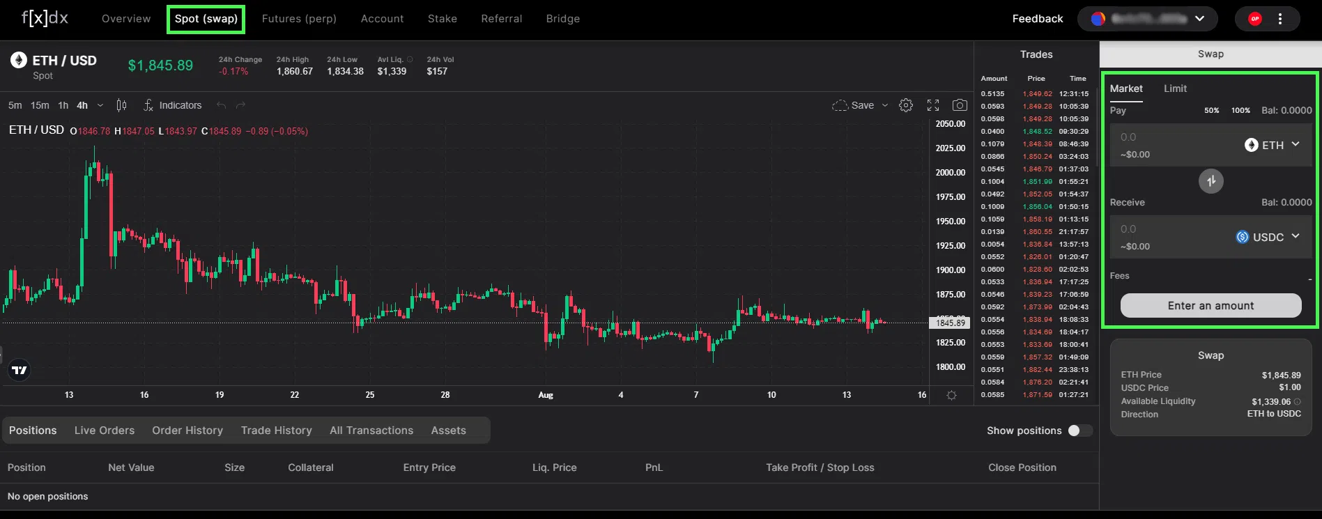 le trading spot sur le dex fxdx