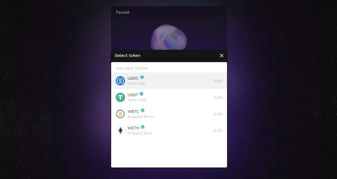 réclamer les 4 jetons disponibles sur le faucet de dx25