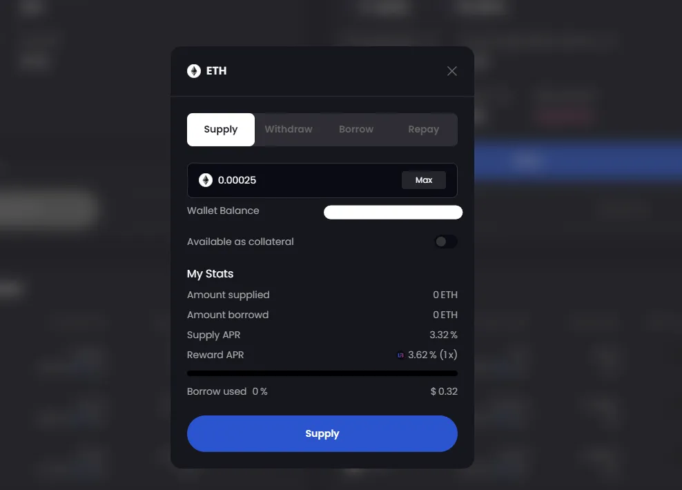 Supply ETH Linea BANK
