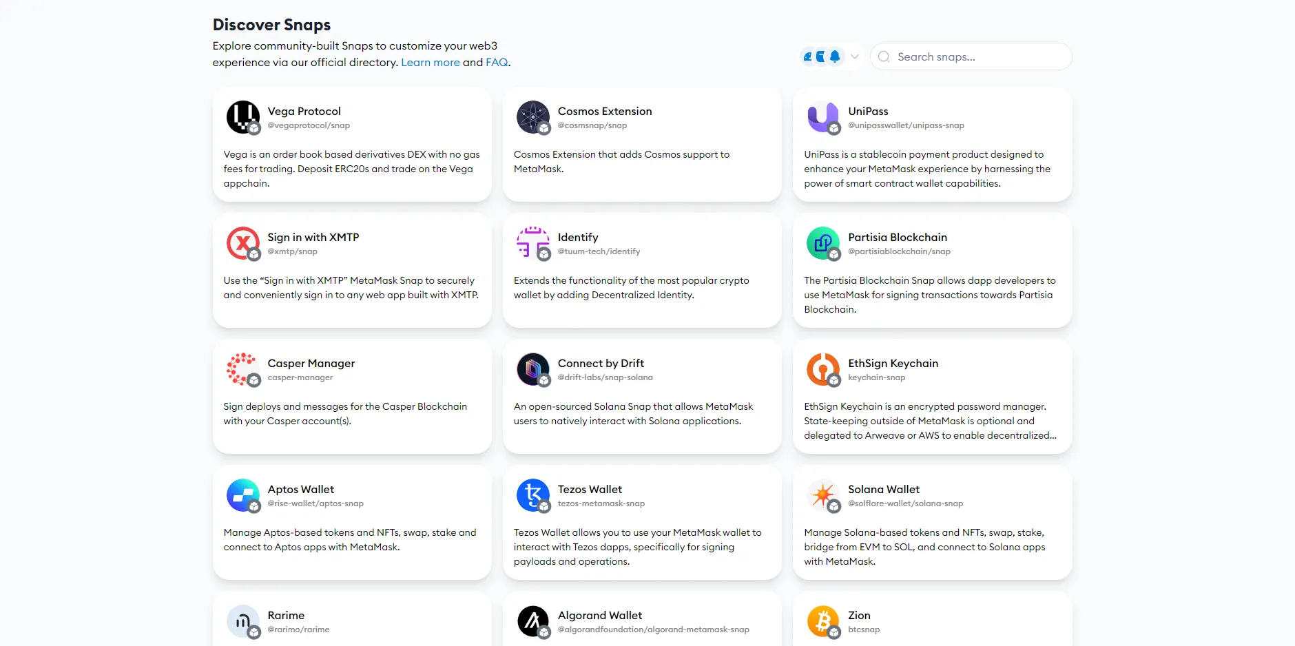 Les add-ons MetaMask Snaps