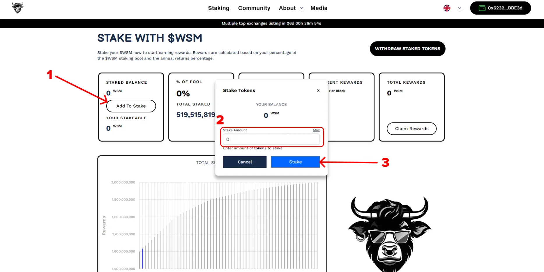 Staking WSM Wall street memes rendements