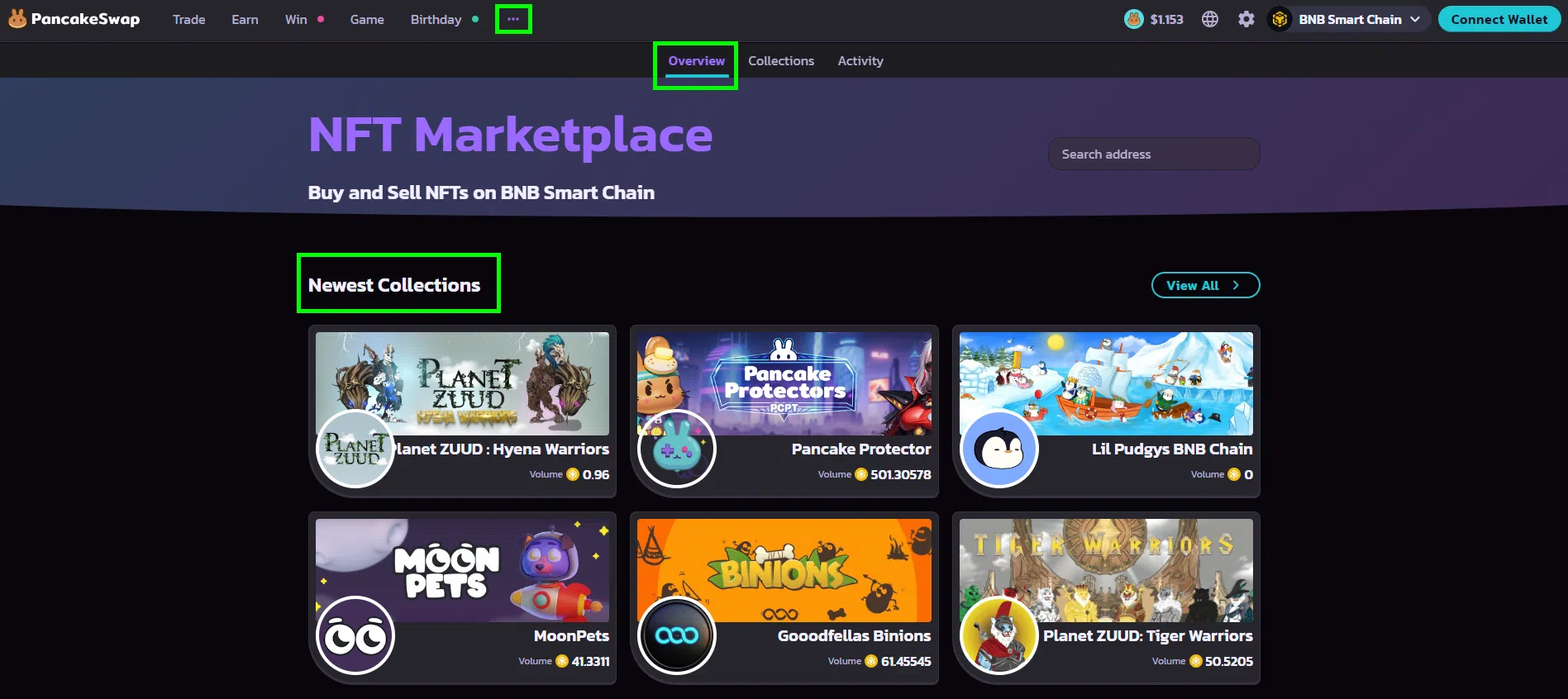 les autres actifs disponibles sur pancakeswap nft