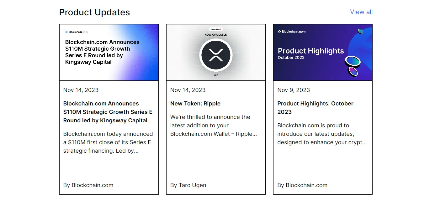 articles de blog sur le site de blockchain.com
