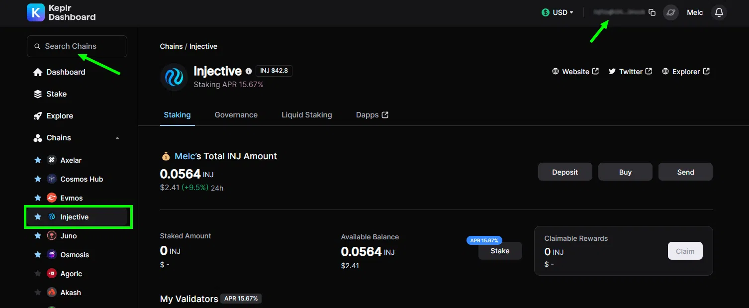 comment trouver son adresse injective sur keplr