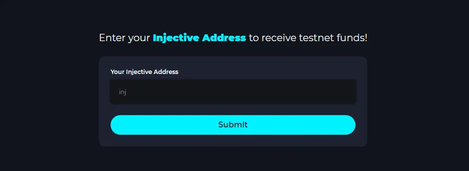 comment recevoir les jetons testnet sur injective