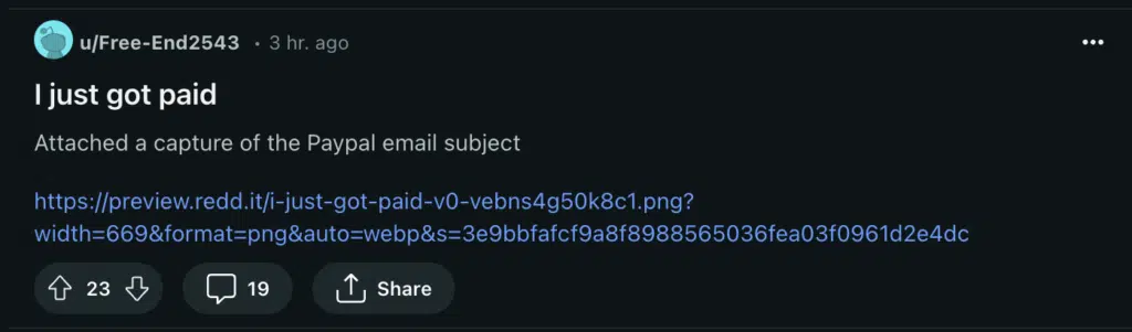 message reddit pour annoncer la récupération des fonds perdus