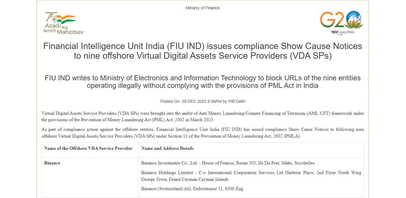 décision de bloquer binance par l’inde