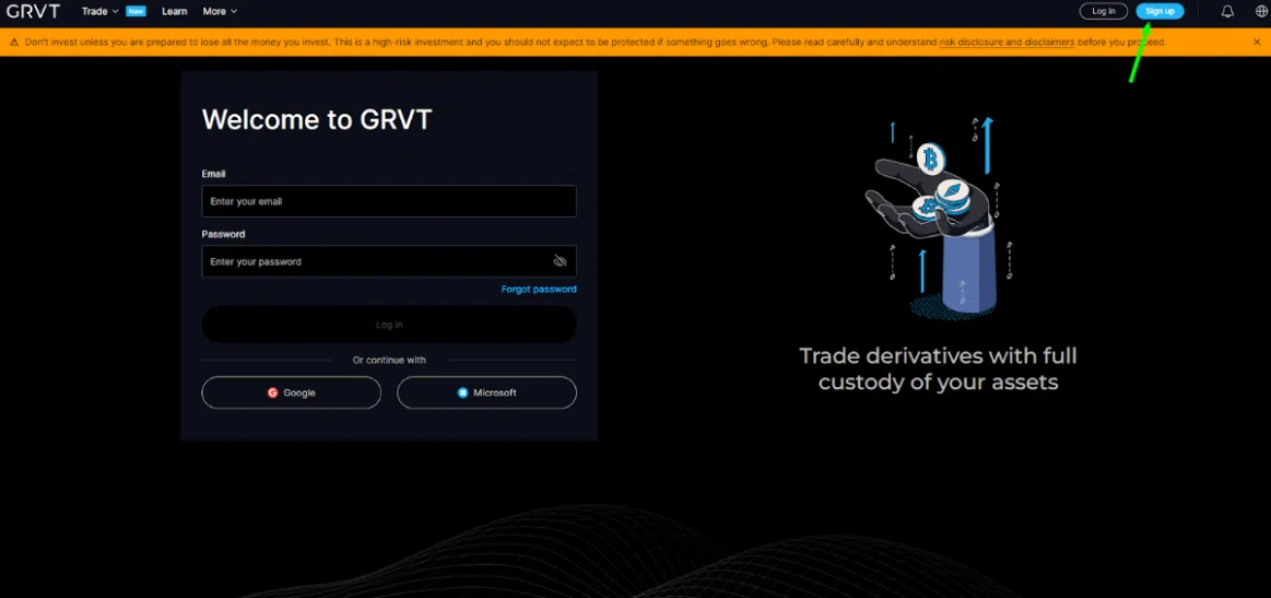 comment s’inscrire sur grvt pour un airdrop