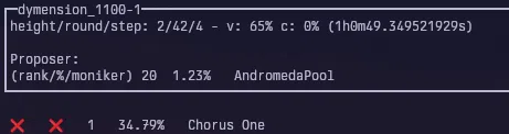le blocage du validateur chorus one pour le lancement de dymension