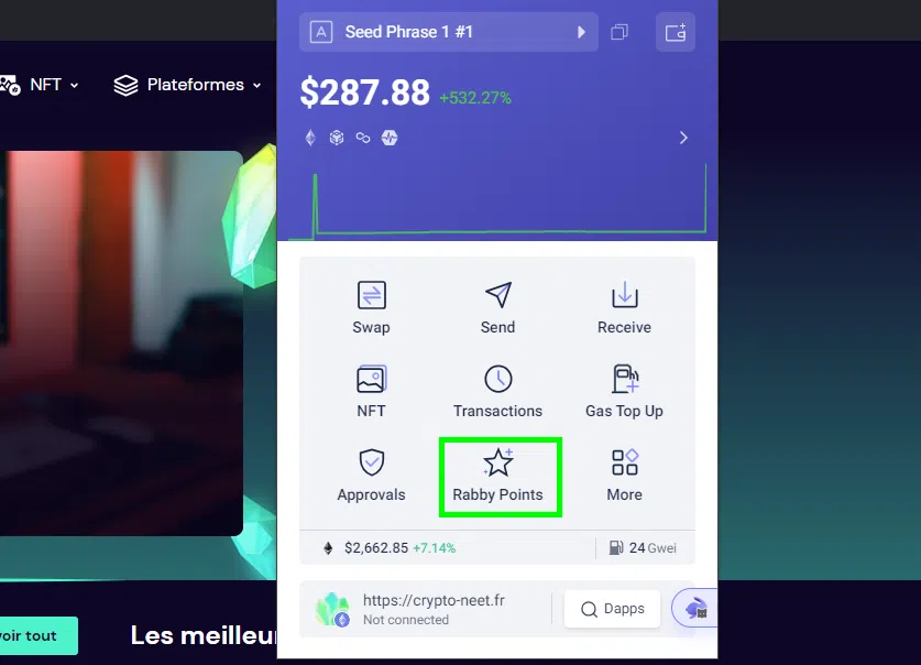 comment gagner des points sur rabby wallet