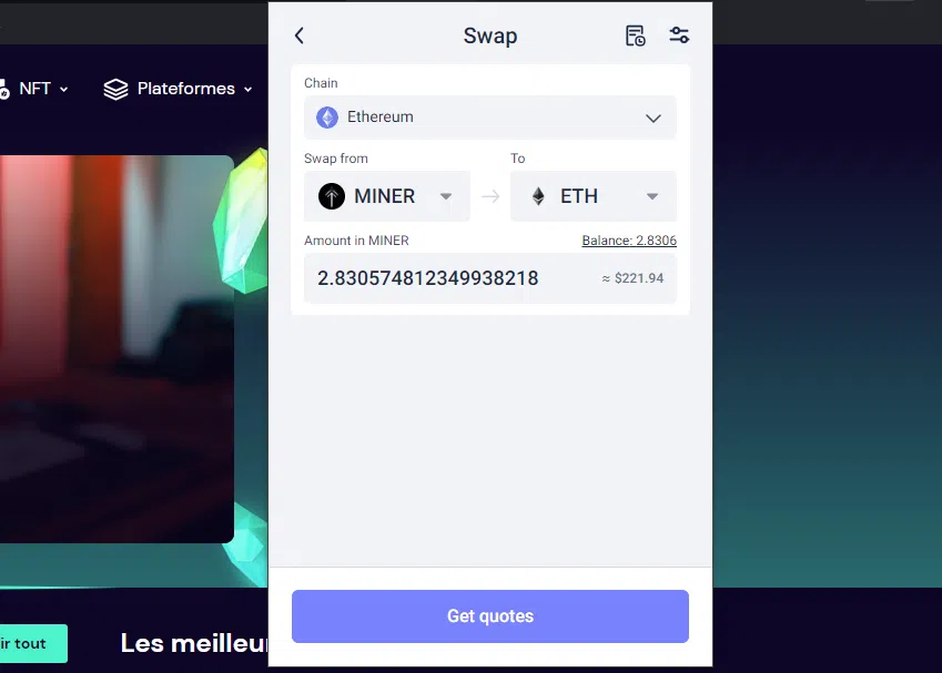 comment swap des jetons sur rabby wallet