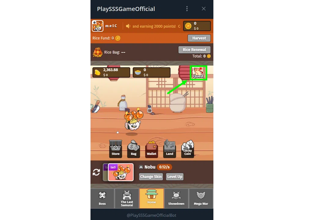 où trouver les quêtes sur super sushi samurai