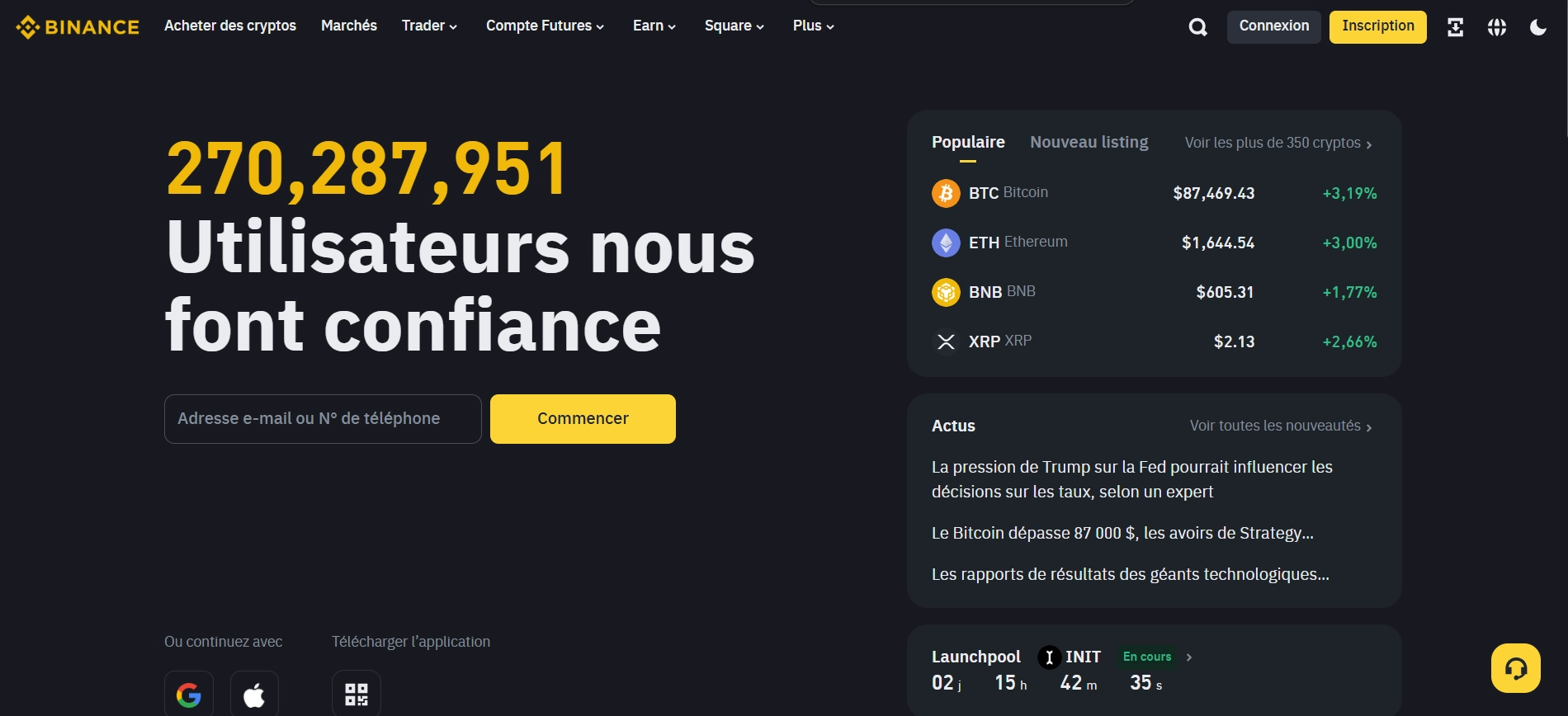 Approvisionner son wallet avec Binance