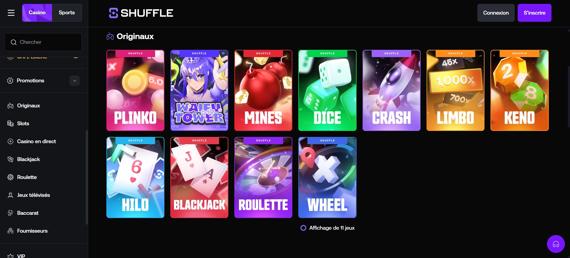 Les jeux originaux Shuffle