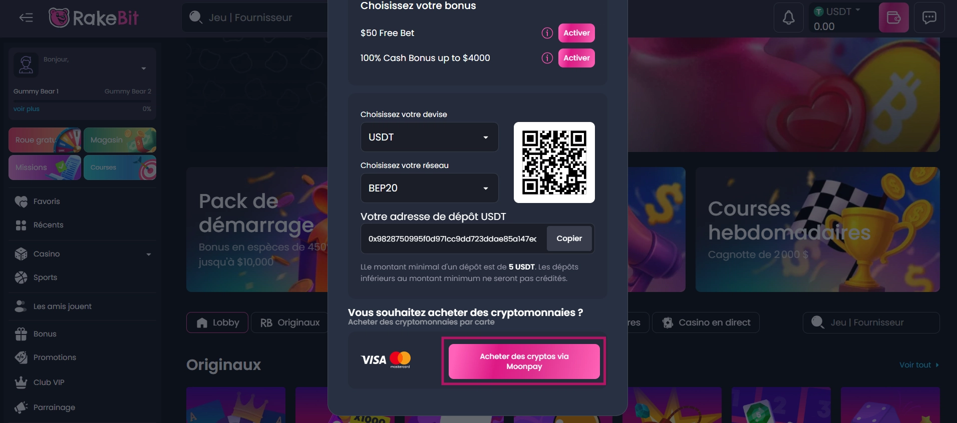 Acheter des cryptos via MoonPay