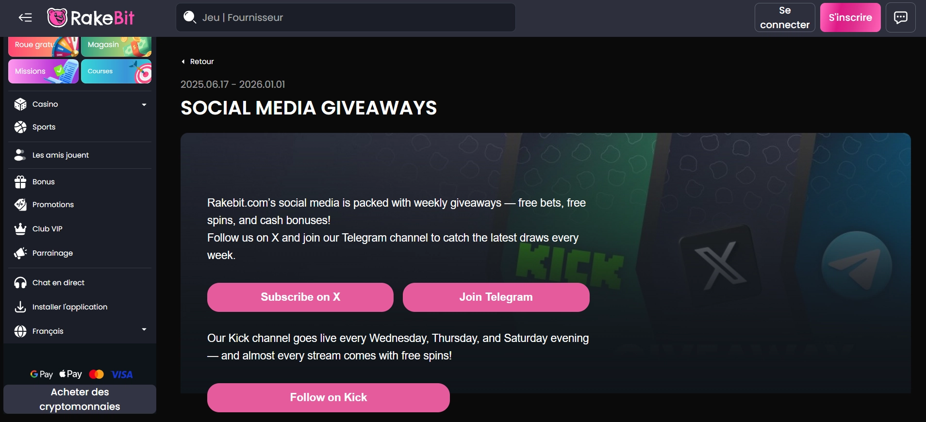 Giveaways réseaux sociaux