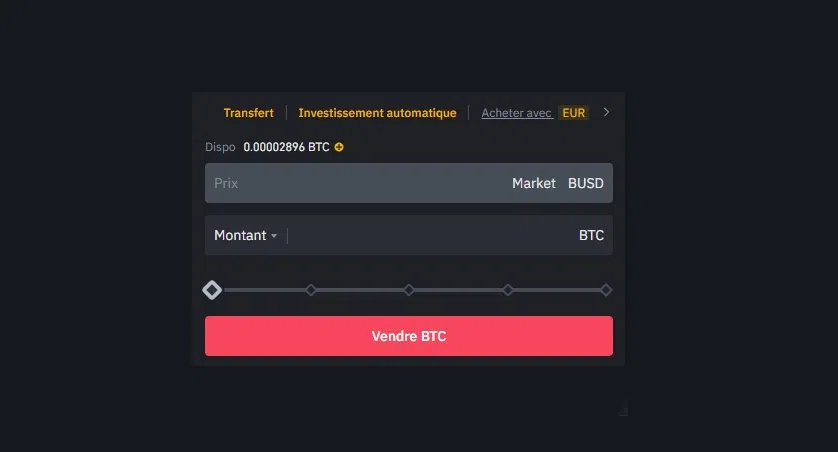 réaliser une vente sur le prix du marché sans placer d’ordre