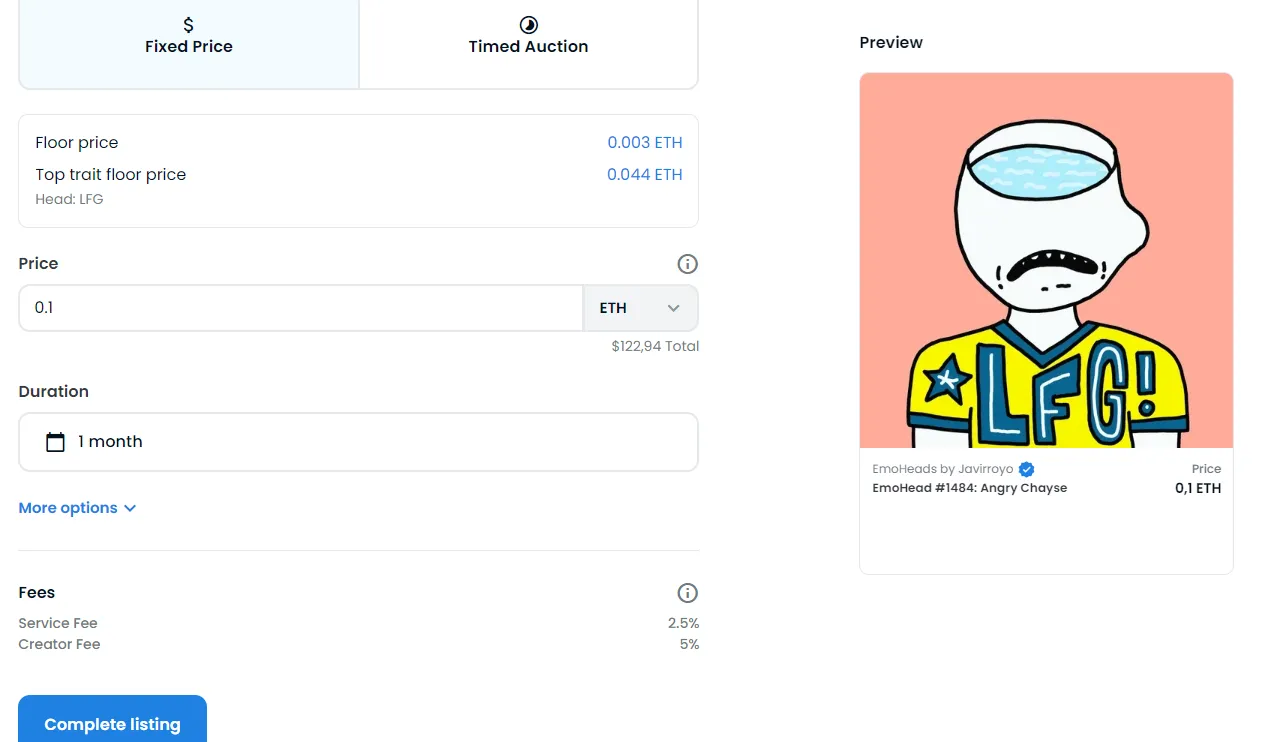 Vendre NFT, vente jeton non fongible, opensea vente