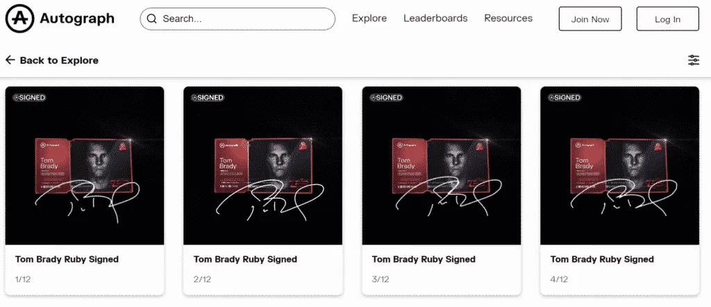 Autograph.io tom brady pass