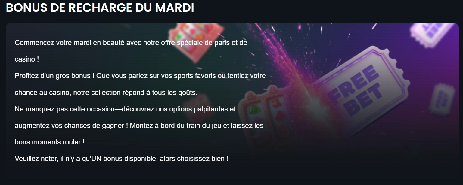 Bonus de recharge du mardi