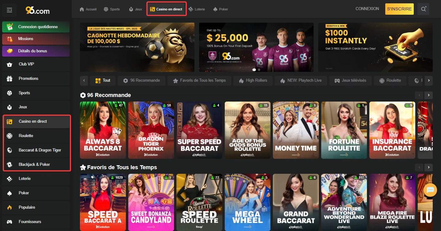 Le casino en direct et ses catégories