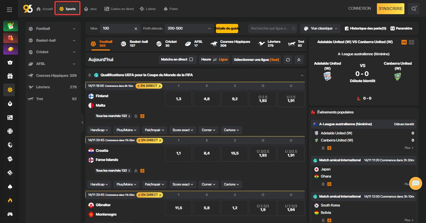 Le bookmaker de 96