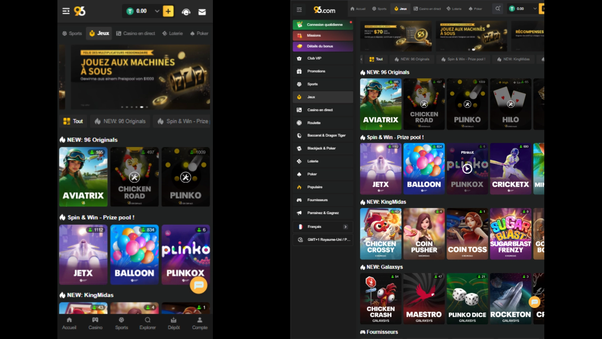 96 Casino sur iPhone 14 Pro Max et iPad Pro