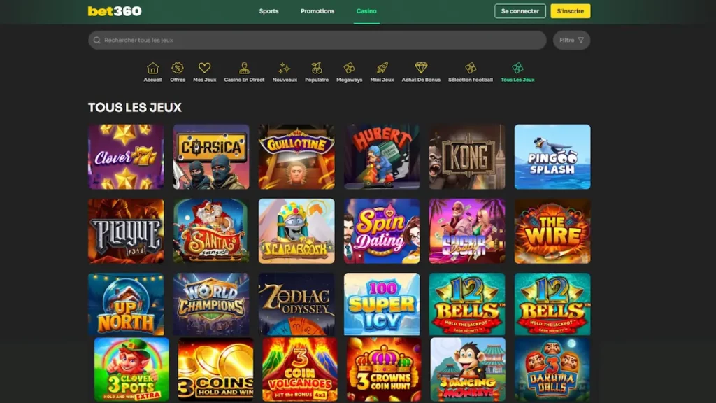jeux de casino en direct sur Bet360