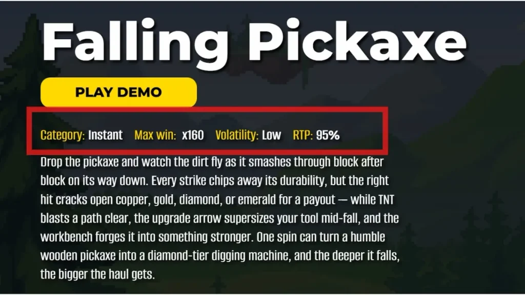 Falling Pickaxe rtp : 95%